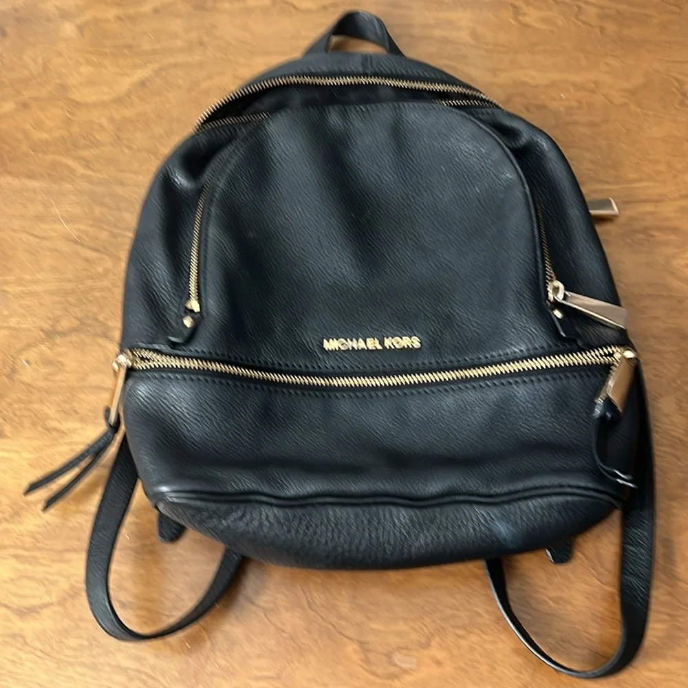 Michael Kors Black Leather Backpack